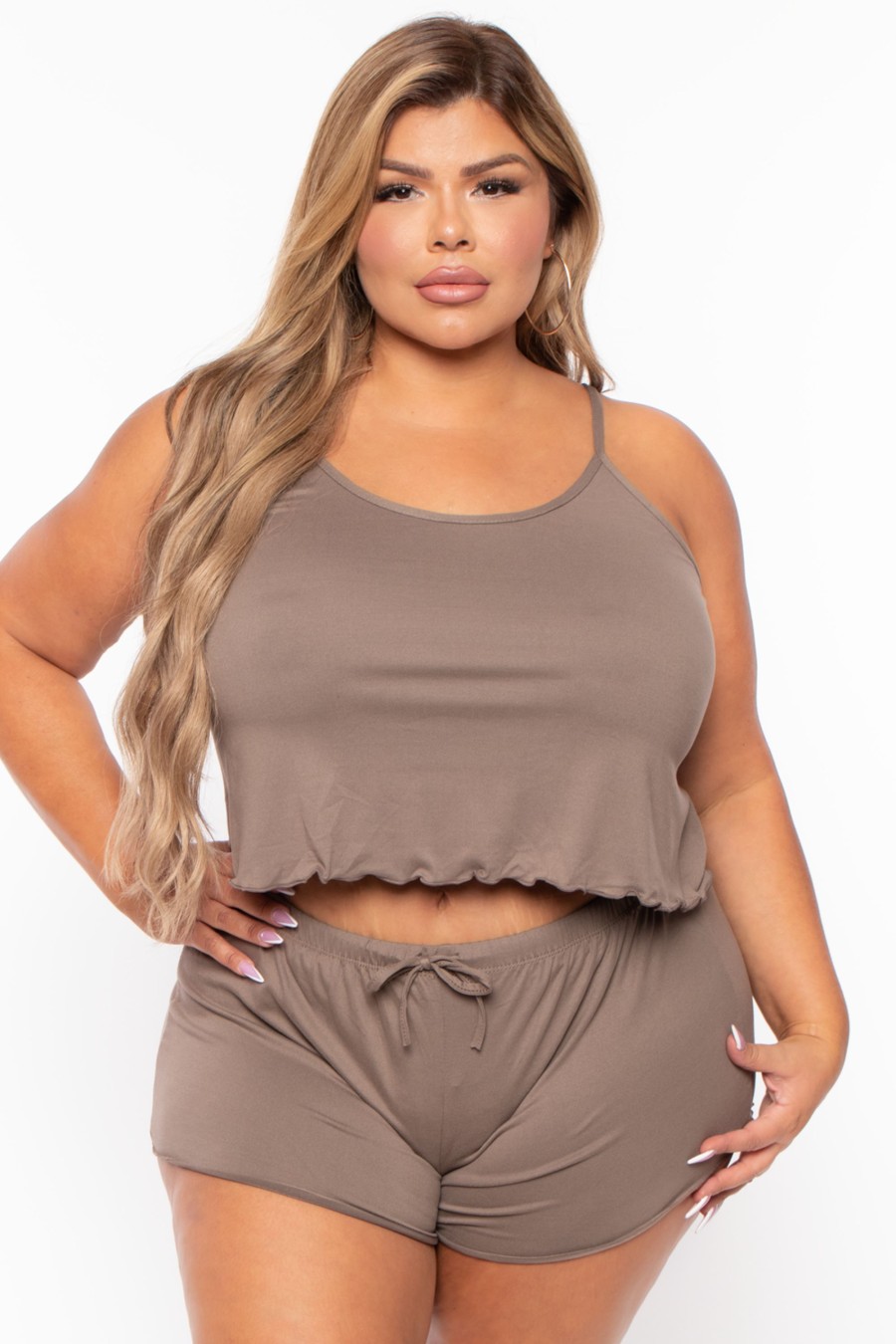 Intimates Capella | Plus Size Susie Tank U0026 Shorts Set - Taupe Tapue