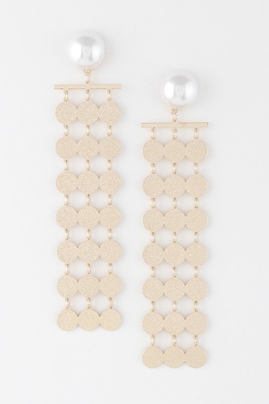 Accessories Hu0026D | Triple Sequin Curtain Earrings Gold