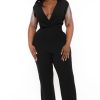 Jumpsuits & Rompers SYMPHONY | Plus Size Lilith Rhinestone Fringe Jumpsuit Black