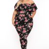 Jumpsuits & Rompers Curvy Sense | Plus Size Reevabel Frill Jumpsuit Black