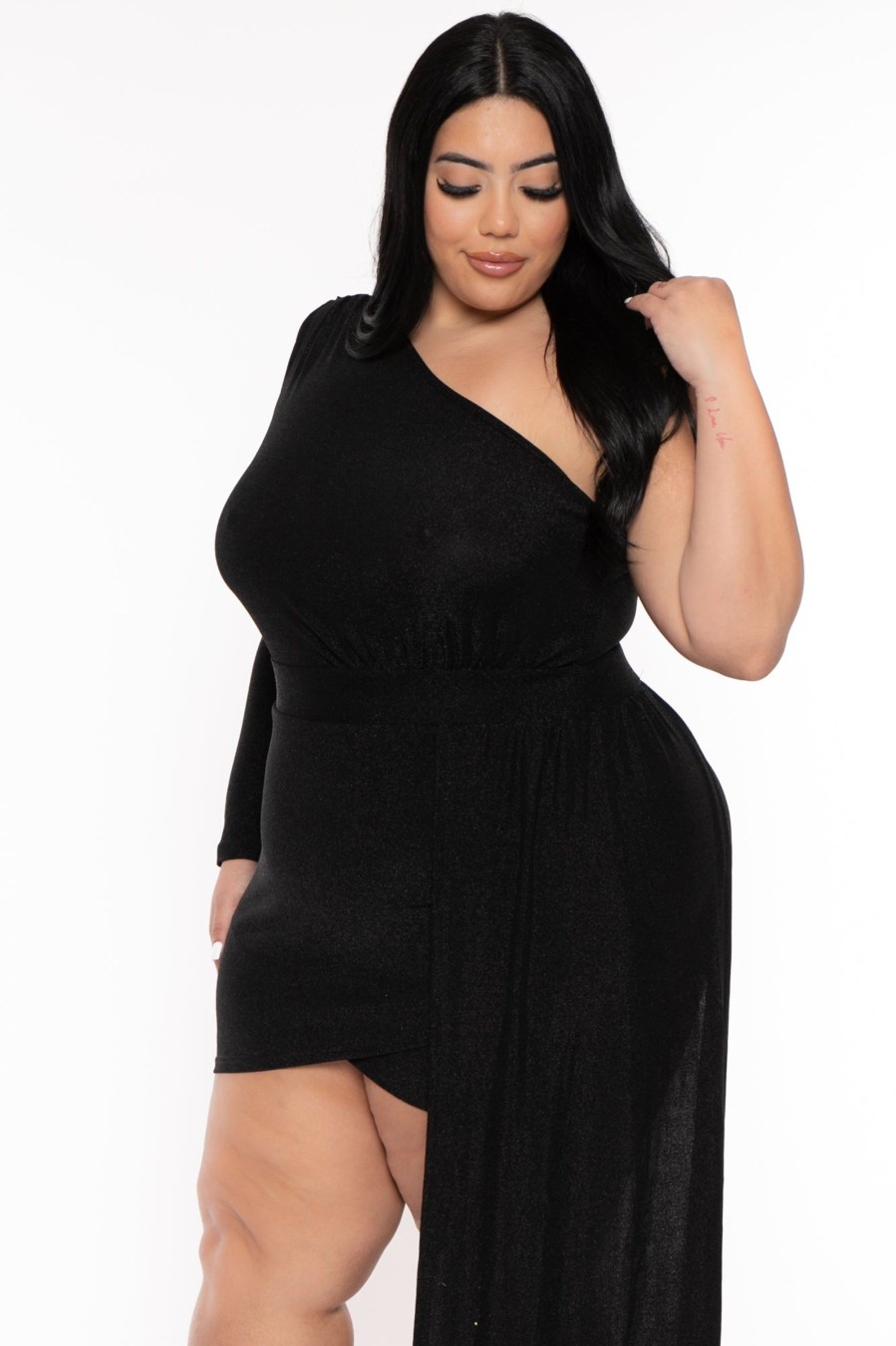 Little Black Styles Aria Romance | Plus Size Sorel Glitter Bodycon Dress Black