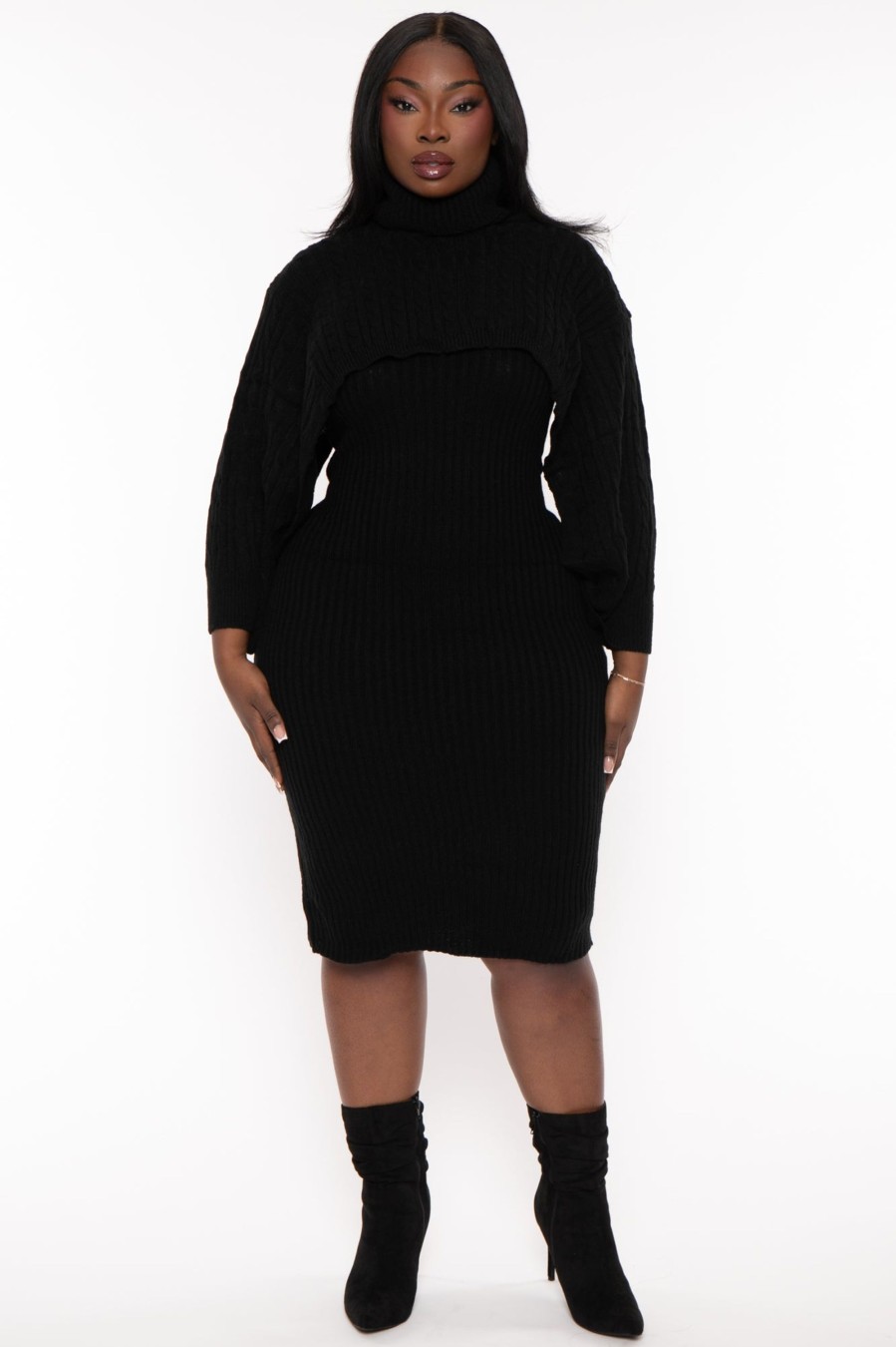 Matching Sets sweaterland | Plus Size Joyce Sweater Matching Set Black