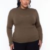 Tops Ambiance | Plus Size Mock Neck Long Sleeve Top Olive