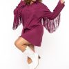 Dresses Jade By Jane | Plus Size Sonya Fringe Shirt Dress Plum