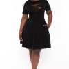 Little Black Styles Curvy Sense | Plus Size Amaira Destructed Flare Dress Black