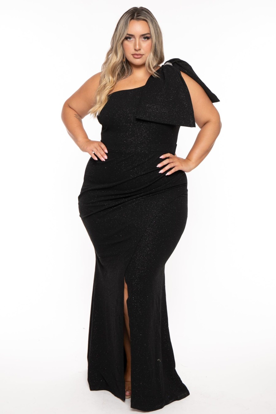 Little Black Styles SYMPHONY | Plus Size Chanel Glitter Maxi Gown Black