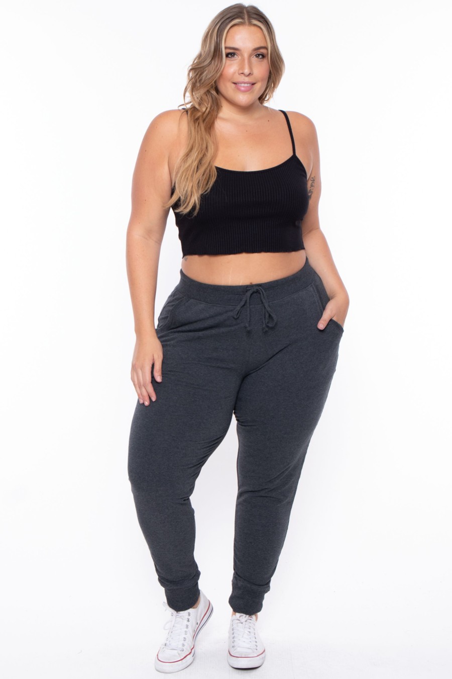 Bottoms Ambiance | Plus Size Sweat Jogger Charcoal