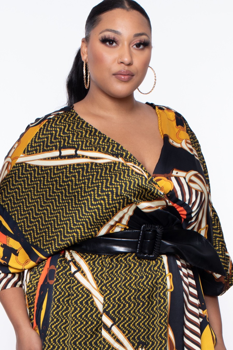 Dresses Miss Avenue | Plus Size Asymmetrical Abstract Print Dress Black