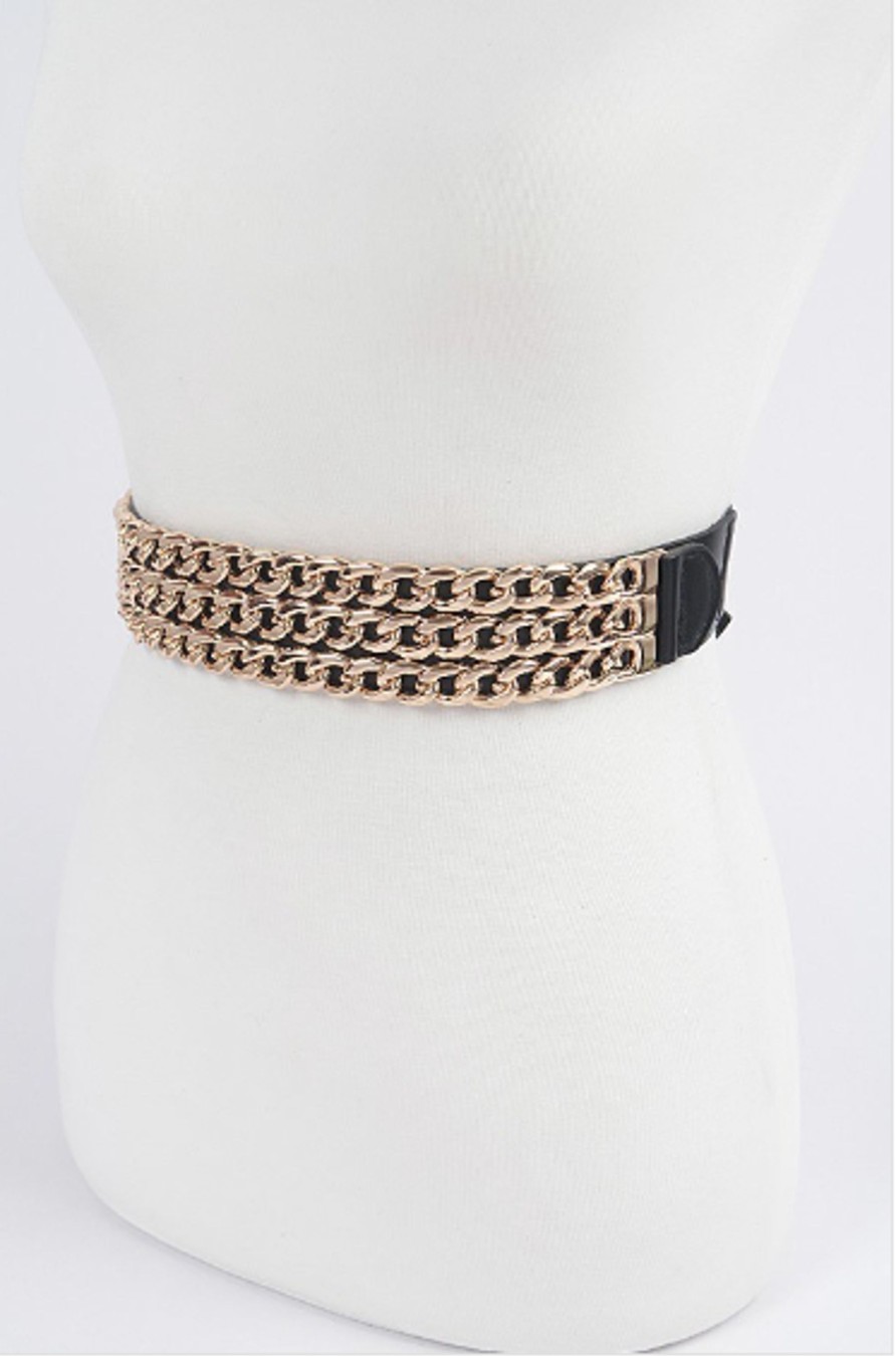 Accessories Hu0026D | Plus Size Multi Layered Chain Elastic Belt Gold