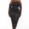 Little Black Styles Curvy Sense | Plus Size Aaliyah Lurex Mesh Midi Dress Black