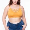 Tops Zenana | Plus Size Caged Bralette Ash Mustard