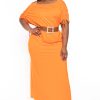 Dresses CULTURE CODE | Plus Size Annette Shoulder Ruching Maxi Dress Orange