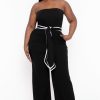 Little Black Styles Curvy Sense | Plus Size Larisa Front Tie Jumpsuit Black