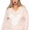 Tops HOPELY | Plus Size Melina Heart Hoodie Sweater Blush