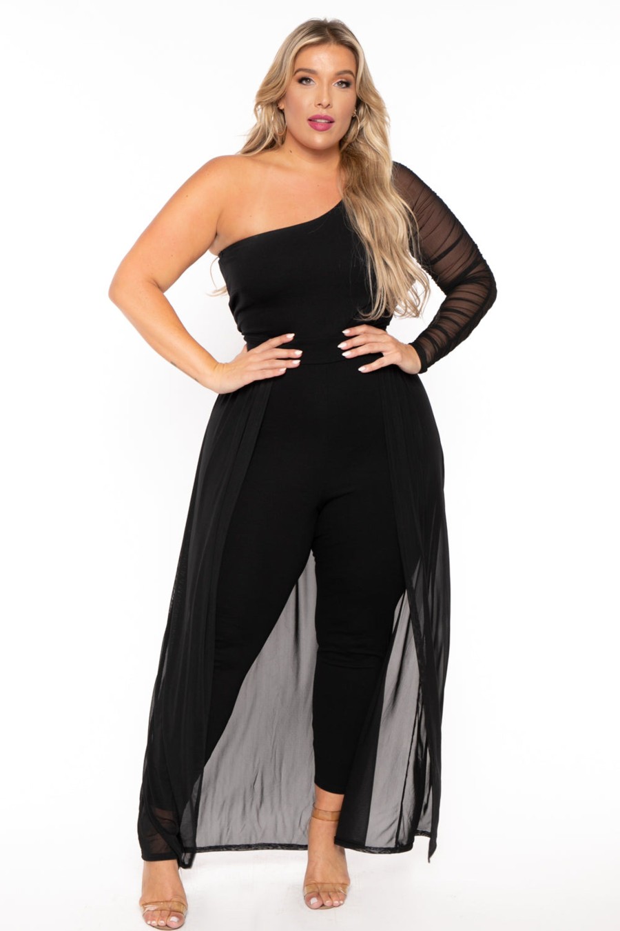 Little Black Styles Curvy Sense | Plus Size Baylin Overlay Jumpsuit Black