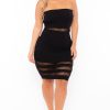 Dresses Curvy Sense | Plus Size Zeze Netted Tube Dress Black