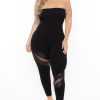 Little Black Styles Curvy Sense | Plus Size Strapless Fishnet Jumpsuit Black