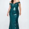 Dresses RICARICA | Plus Size Isla Sequins Sweetheart Neckline Gown Emerald