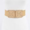 Accessories Hu0026D | Plus Size Faux Straw Two Buckle Elastic Belt Tan