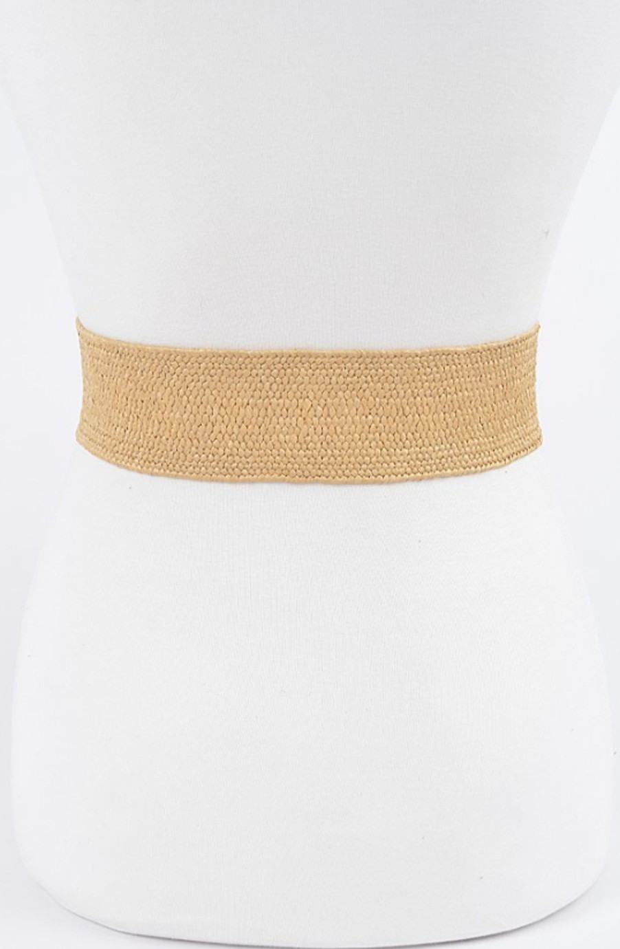 Accessories Hu0026D | Plus Size Faux Straw Two Buckle Elastic Belt Tan