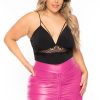 Bottoms D ROCK | Plus Size Faux Leather Drawstring Skirt Pink