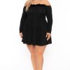 Dresses Curvy Sense | Plus Size Vivian Boa Flare Dress Black