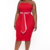 Dresses Curvy Sense | Plus Size Larisa Strapless Midi Dress Red