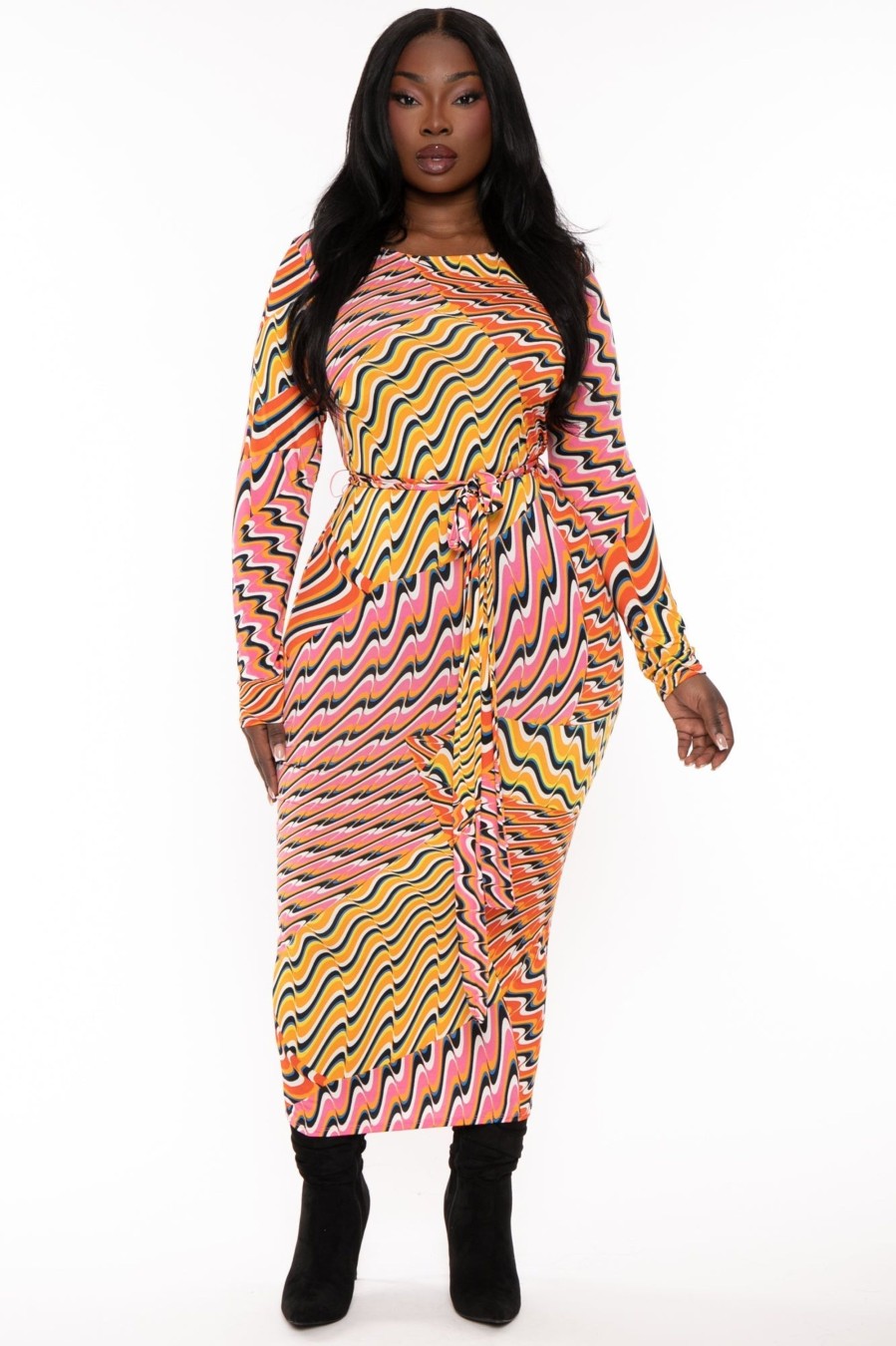 Dresses The Curve LA | Plus Size Akrisna Printed Midi Dress Coral