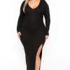 Dresses Curvy Sense | Plus Size Nadya Ribbed Maxi Dress Black