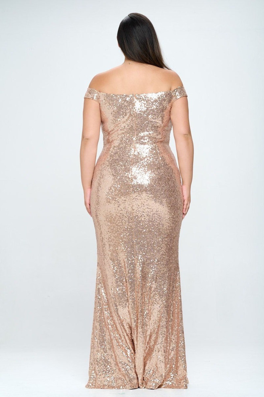 Dresses RICARICA | Plus Size Gally Sequins Mermaid Gown Gold