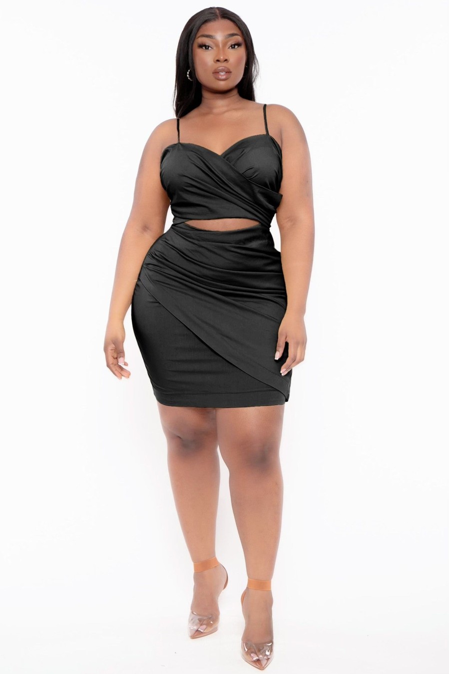 Little Black Styles Find Me | Plus Size Amanda Front Wrap Dress Black