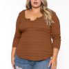 Tops CULTURE CODE | Plus Size Agnes Notch Scoop Neck Top Brown