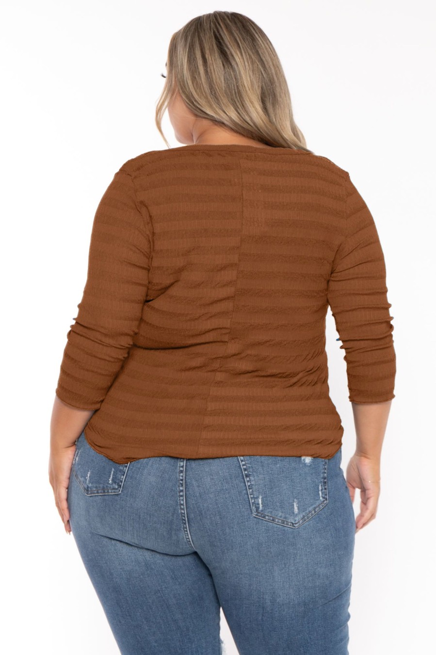 Tops CULTURE CODE | Plus Size Agnes Notch Scoop Neck Top Brown