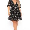 Little Black Styles Curvy Sense | Plus Size Emma Floral Back Tie Dress Black