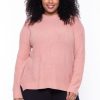 Tops Ambiance | Plus Size High Neck Knitted Sweater Mauve