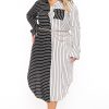 Dresses Dress Day | Plus Size Janey Shirt Midi Dress White/Black