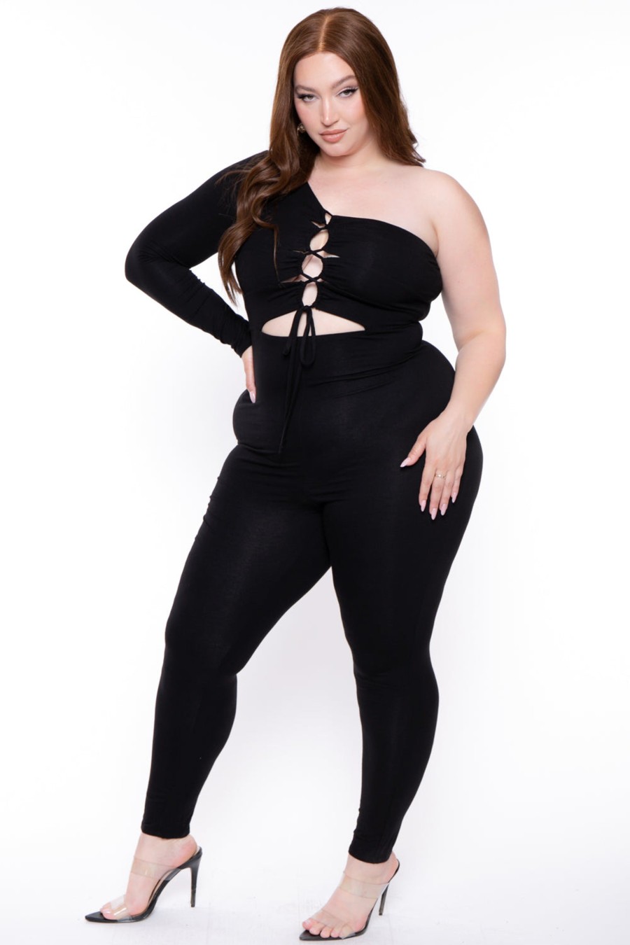 Jumpsuits & Rompers Curvy Sense | Plus Size Aaliyah Cut Out Jumpsuit Black