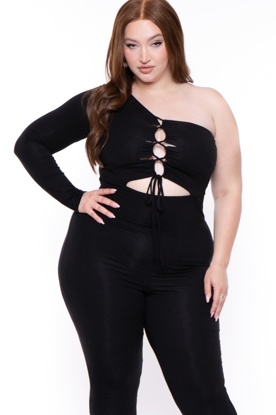 Jumpsuits & Rompers Curvy Sense | Plus Size Aaliyah Cut Out Jumpsuit Black