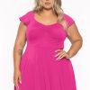 Dresses Curvy Sense | Plus Size Jeanne Flare Dress Fuchsia