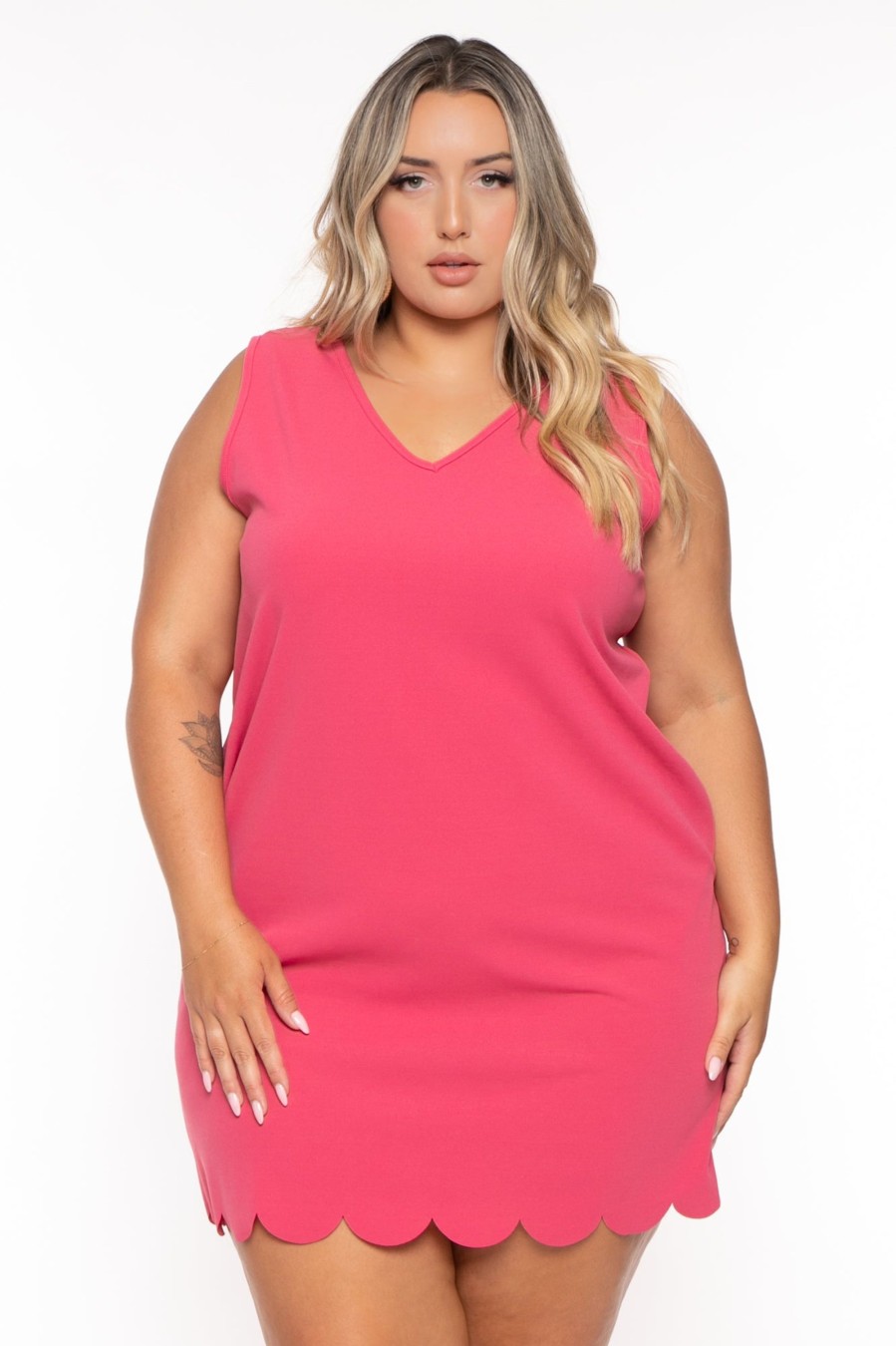 Dresses Jade by Jane | Plus Size Karcia Scallop Mini Dress Pink