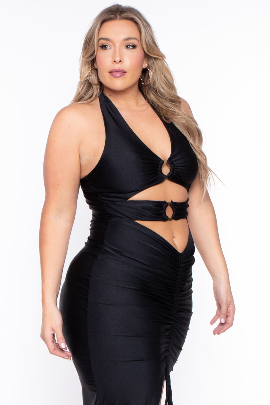 Dresses Curvy Sense | Plus Size Charlize Halter Dress Black