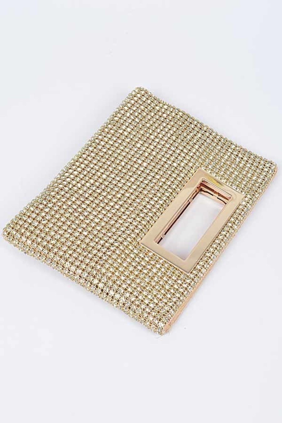 Accessories Hu0026D | Vegas Rhinestone Mesh Flat Bag Gold