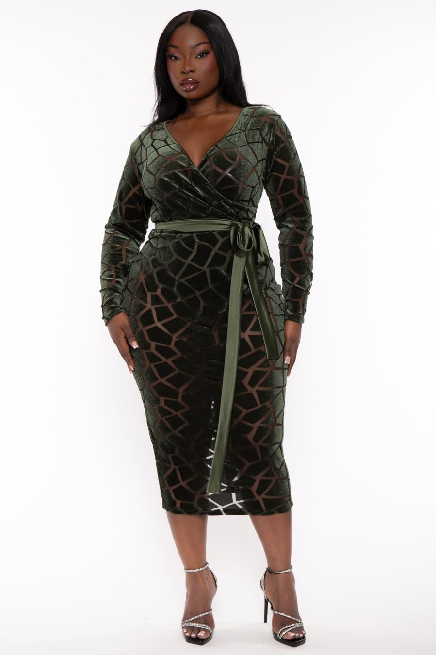 Dresses Goodtime USA | Plus Size Cianne Burn Out Bodycon Dress Green