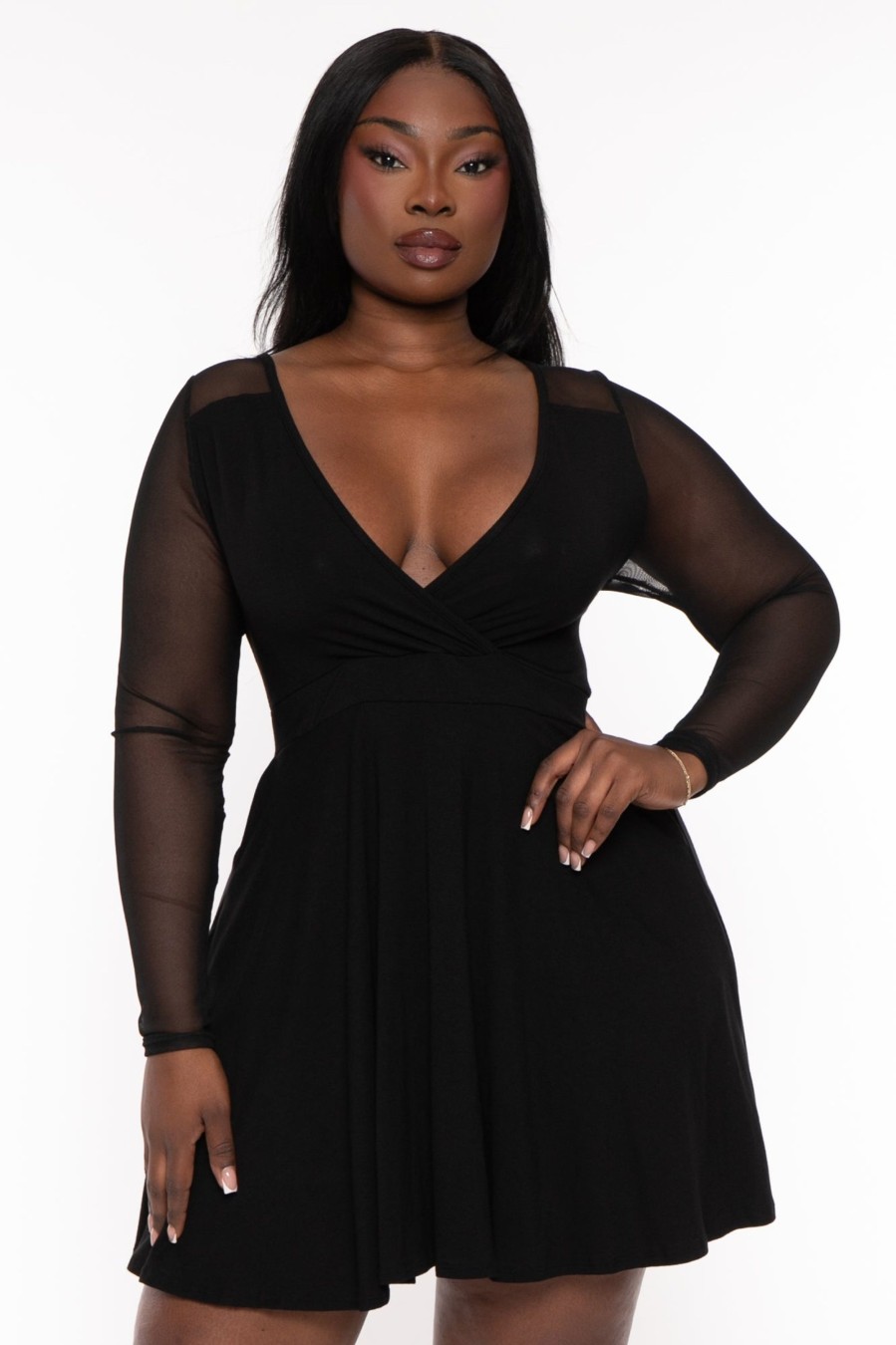 Little Black Styles Curvy Sense | Plus Size Eisley Flare Dress Black