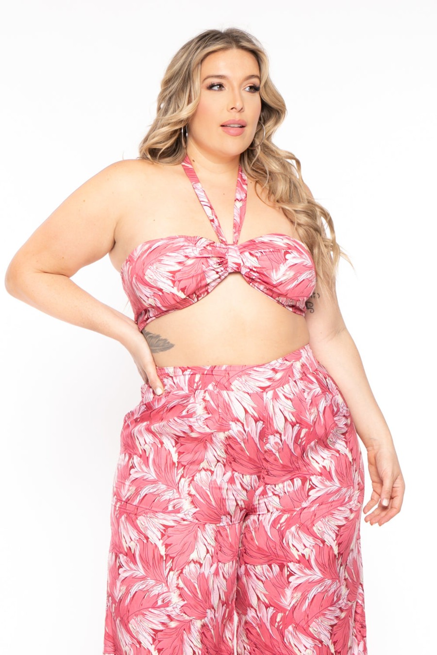 Matching Sets THE SANG COMPANY | Plus Size Amina 2Pc Print Matching Set Pink