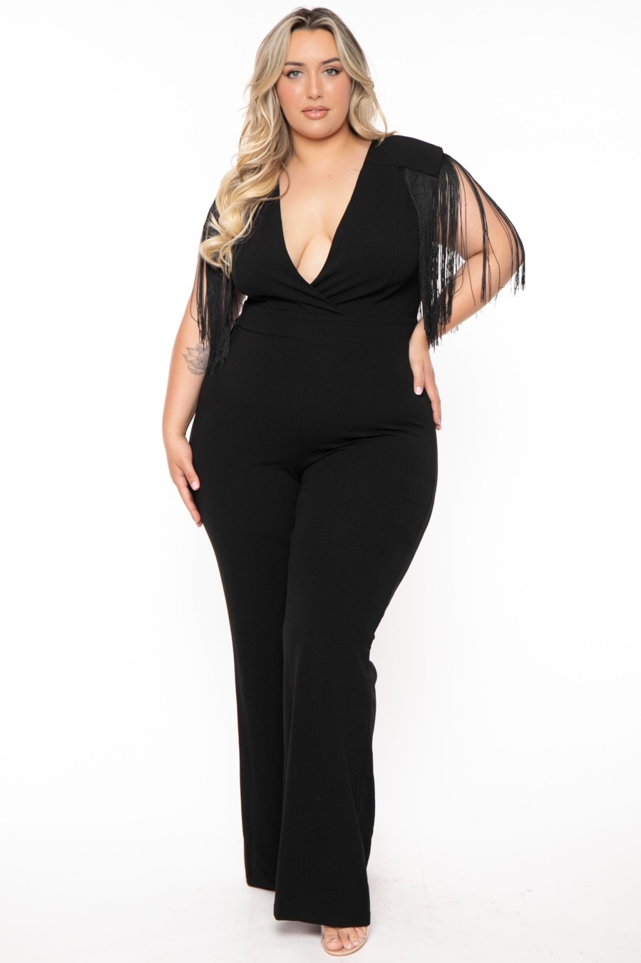 Little Black Styles SYMPHONY | Plus Size Lilybeth Fringe Jumpsuit Black