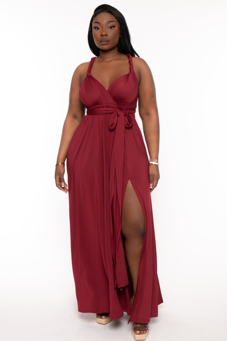 Dresses Dress Day | Plus Size Infinity Multi Way Maxi Dress Burgundy