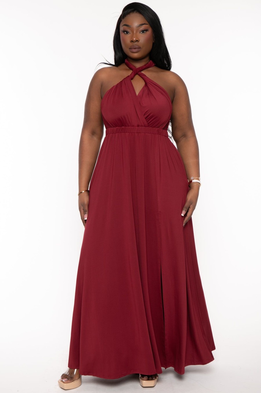 Dresses Dress Day | Plus Size Infinity Multi Way Maxi Dress Burgundy