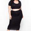 Matching Sets Curvy Sense | Plus Size Carmen Top U0026 Skirt Matching Set Black