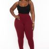 Bottoms Curvy Sense | Plus Size Belleann High Waist Ponti Leggings Burgundy